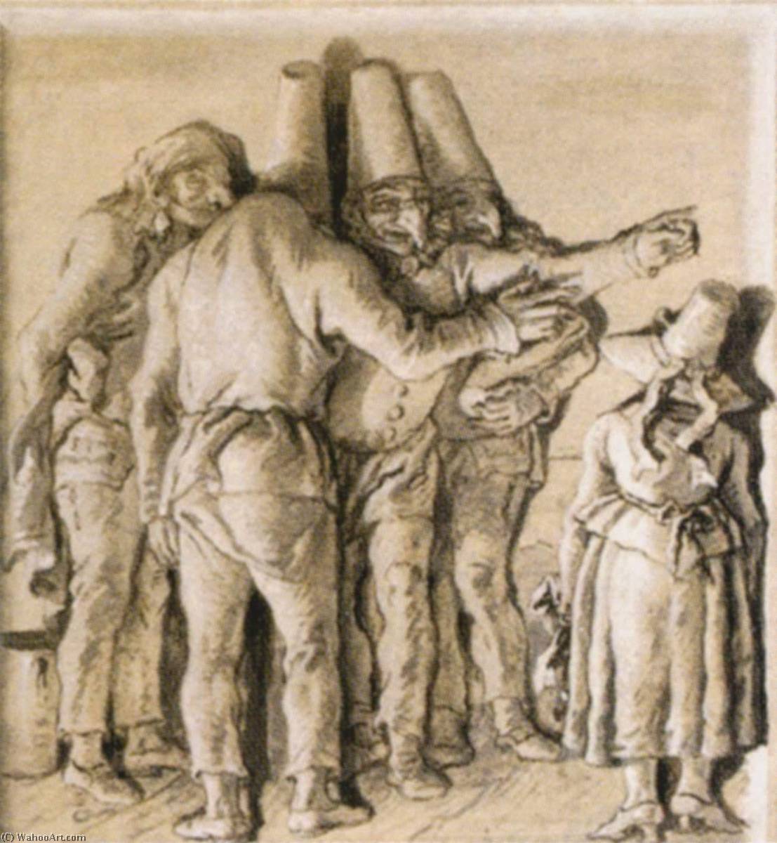 Pulcinellas Sending Away A Young Girl — Giandomenico Tiepolo