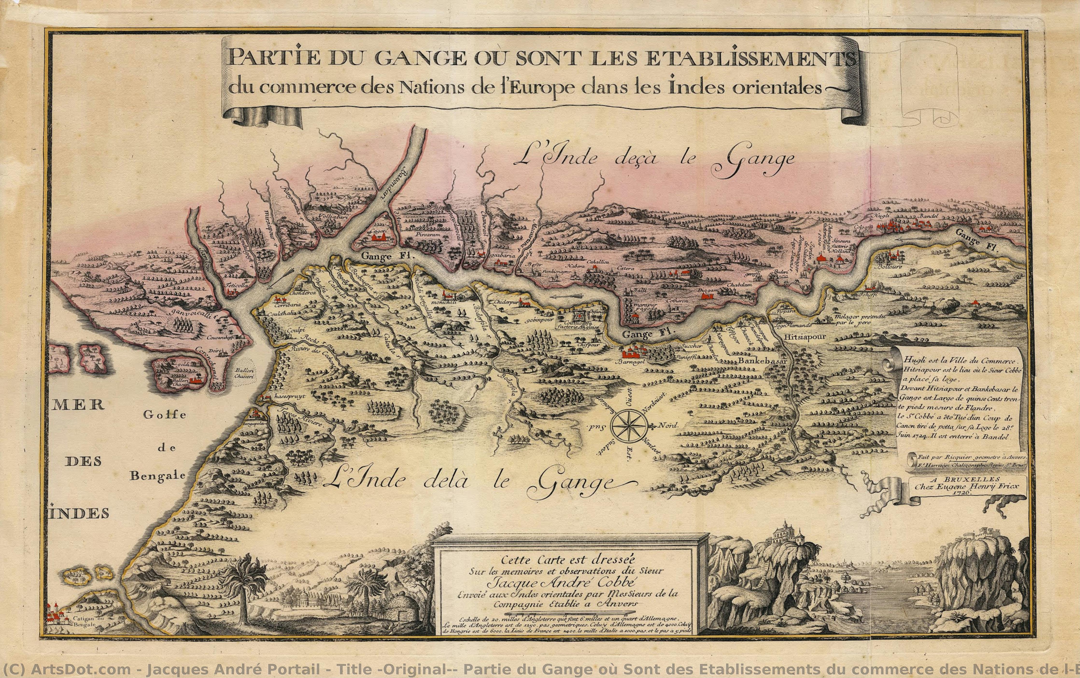 Title (original): Partie Du Gange Où Sont Des Etablissements Du Commerce Des Nations De L’europe Dns Les Indes Orientales. — Jacques André Portail