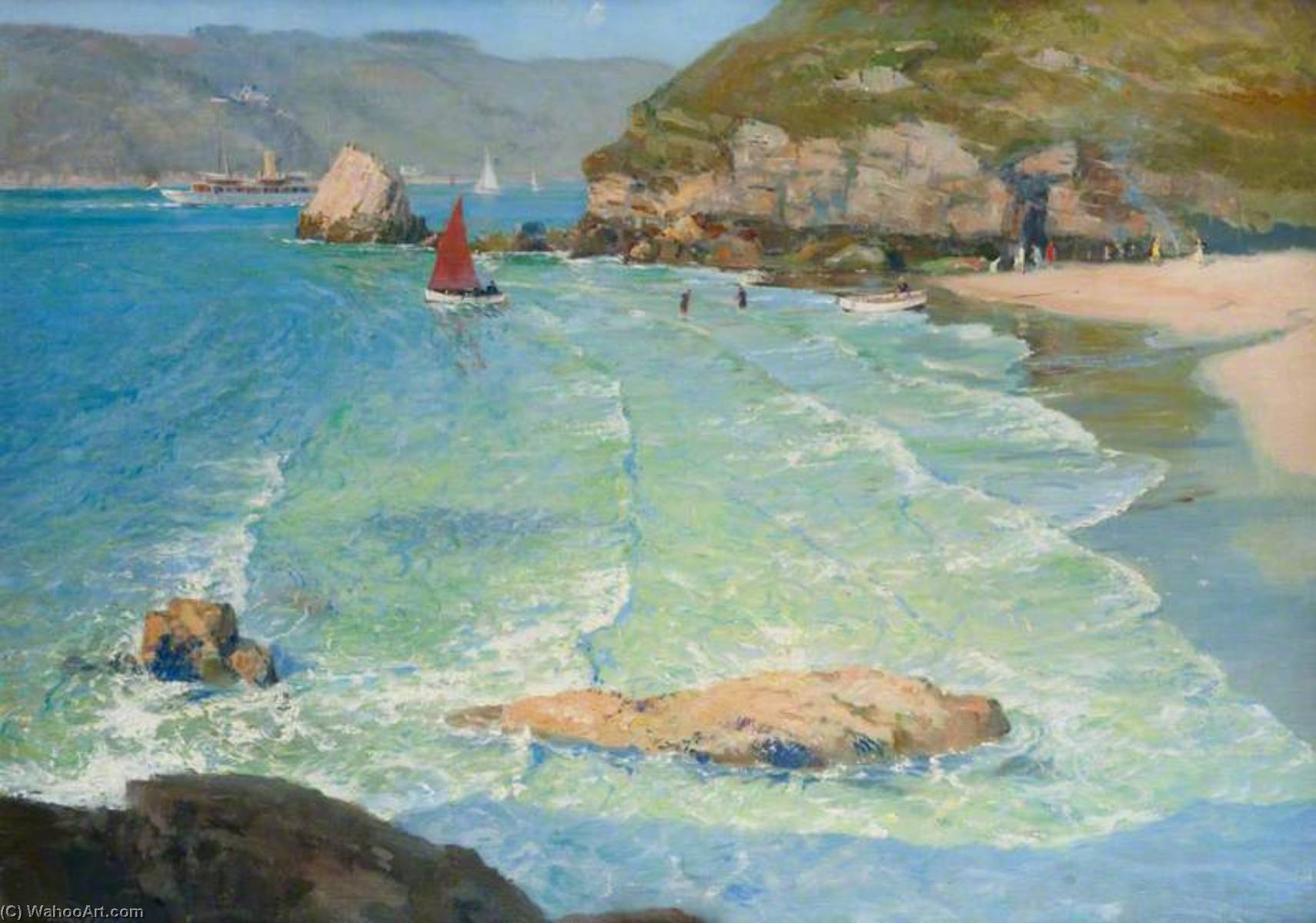 A Sunlit Strand — Arthur James Wetherall Burgess