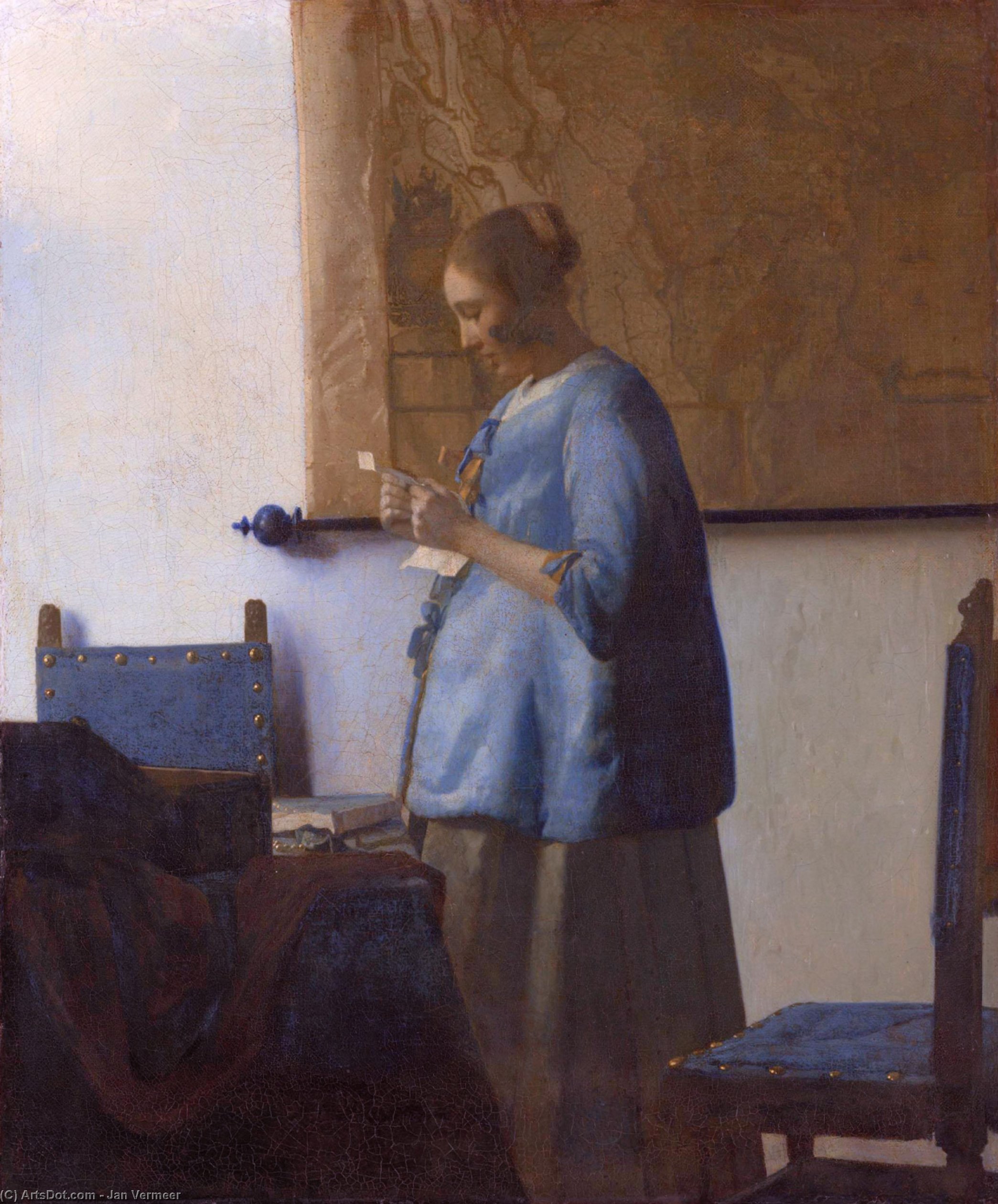 Frau Liest Einen Brief (frau In Blau Liest Einen Brief) — Johannes Vermeer