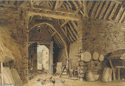 Interior Of A Barn With Chickens — William Henry Hunt