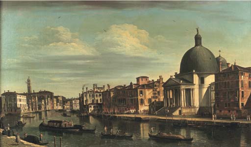 The Grand Canal, Venice, Looking North-east, With The Church Of San Simeone Piccolo — Apollonio Domenichini (maestro Della Fondazione Langmatt)