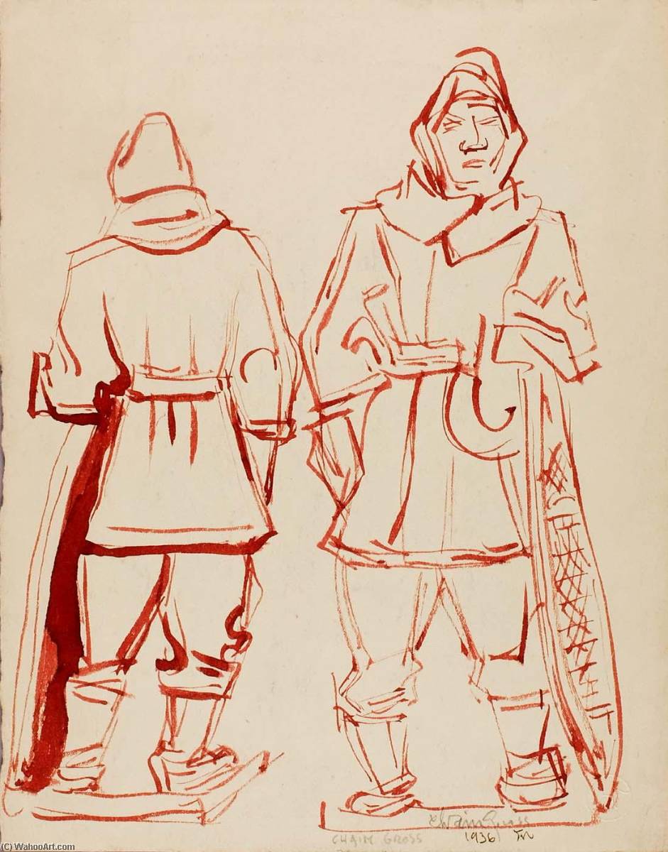 Alaskan Snowshoe Mail Carrier (sketch Relating To Sculpture, U.s. Post Office Building, Washington, Dc) — Chaim Gross