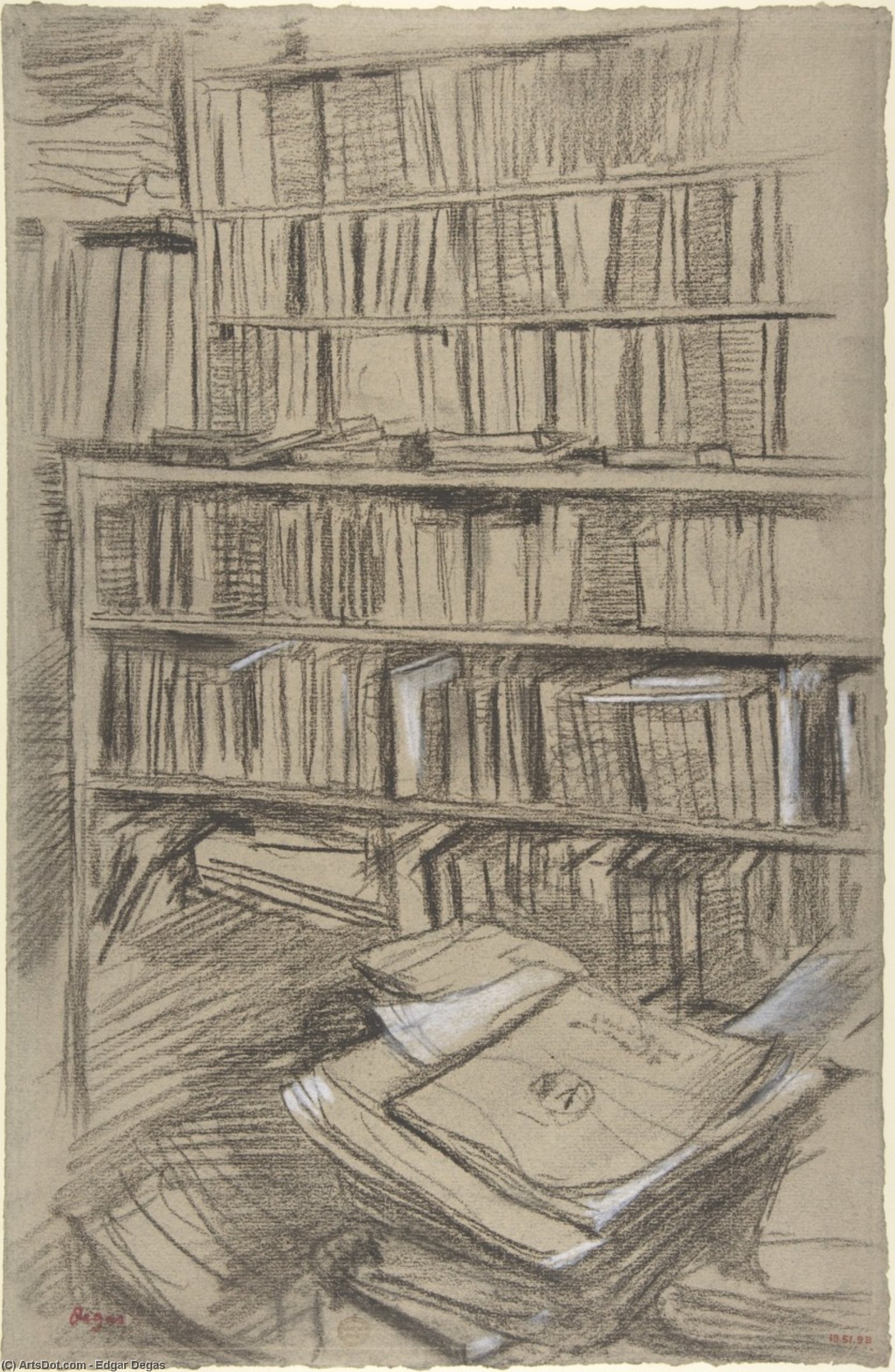 Bookshelves, Study For ''edmond Duranty'' — Edgar Degas