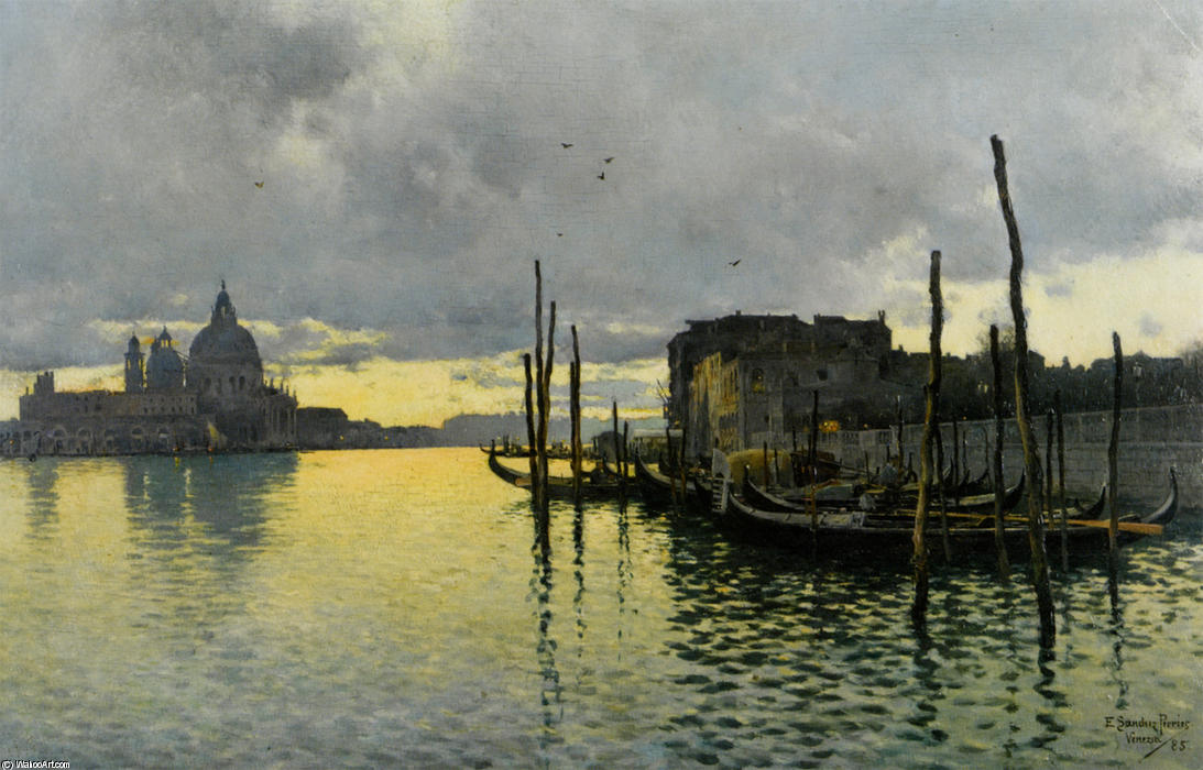 Evening_looking_towards_the_grand_canal_with_santa_maria_della_salute_in_the_distance — Emilio Sanchez-perrier