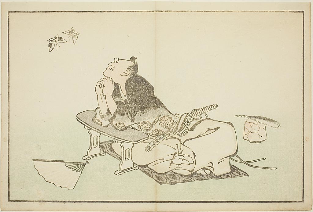 A Philosopher Watching A Pair Of Butterflies — Katsushika Hokusai