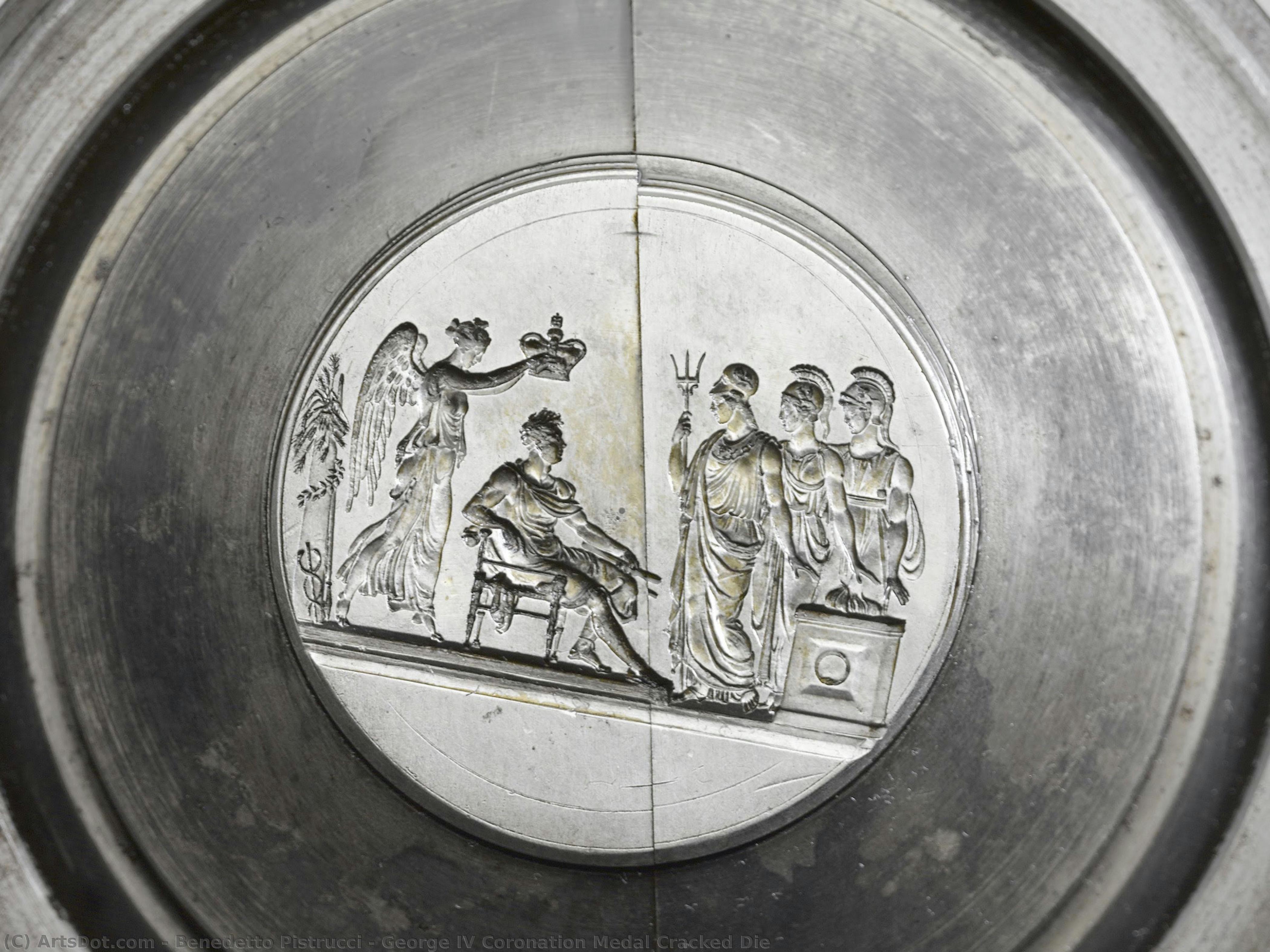 George Iv Coronation Medal Cracked Die — Benedetto Pistrucci