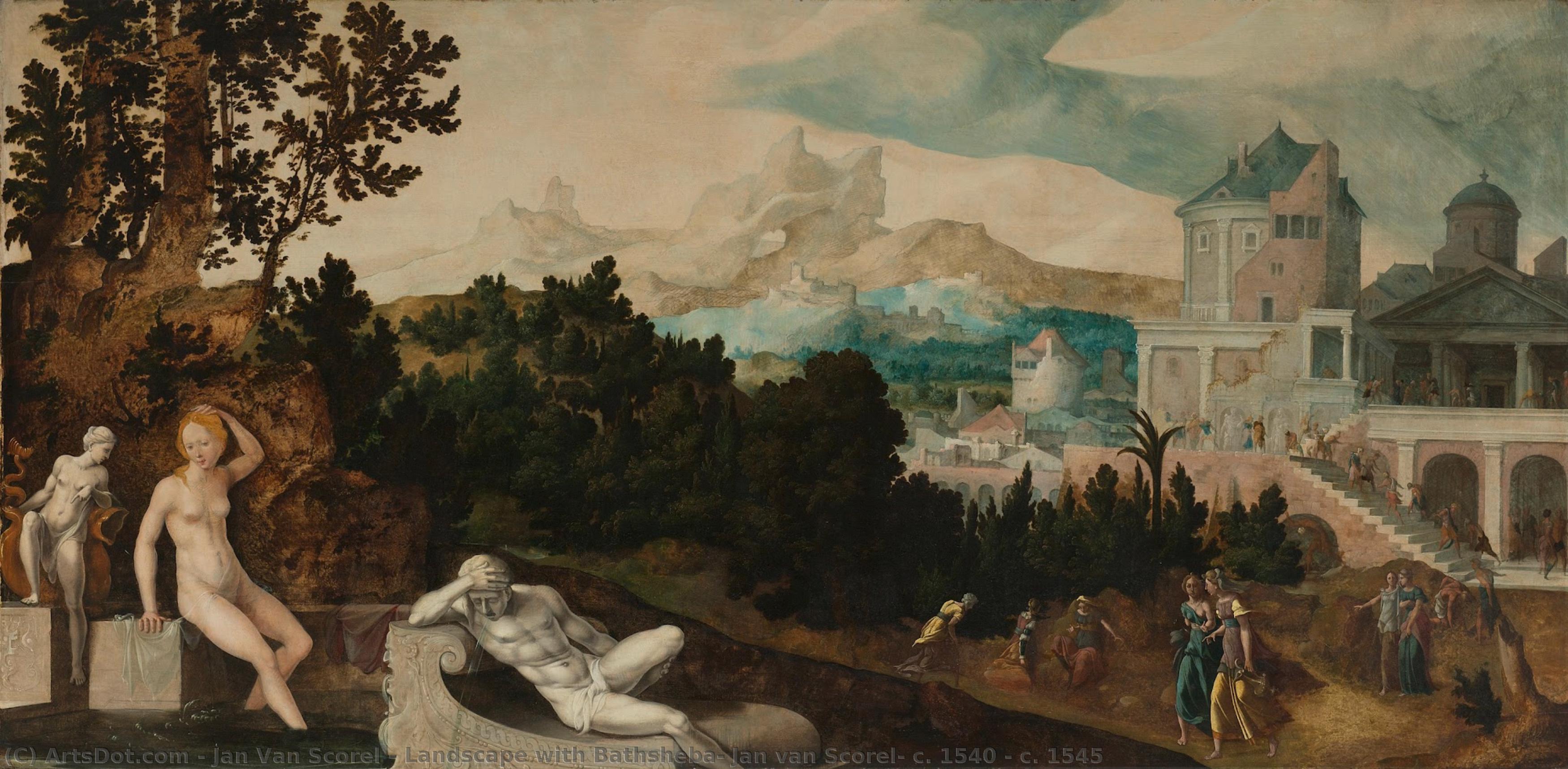 Landscape With Bathsheba, Jan Van Scorel, C. 1540 - C. 1545 — Jan Van Scorel