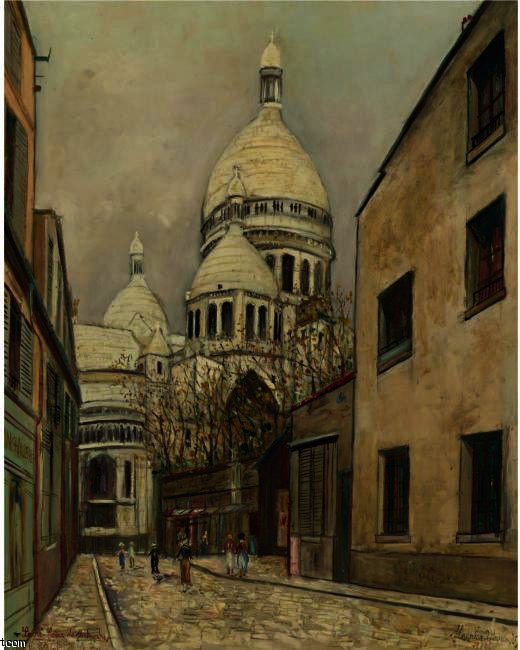 Sacré Coeur De Montmartre And Rue Du Chevalier De La Barre — Maurice Utrillo
