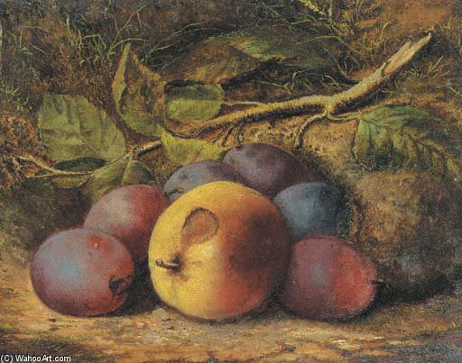 Apple And Plums On A Bank — Vincent Clare