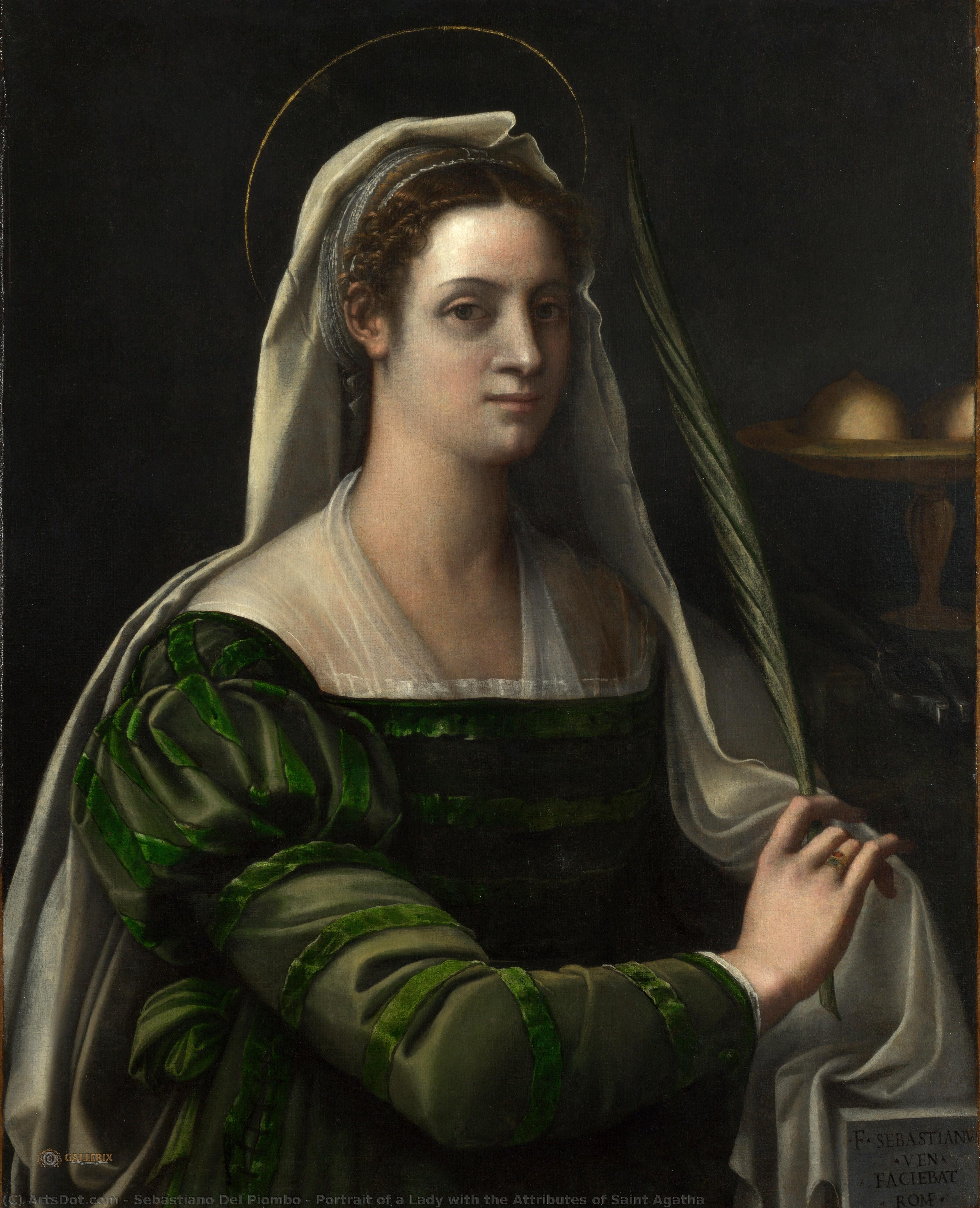 Portrait Of A Lady With The Attributes Of Saint Agatha — Sebastiano Del Piombo