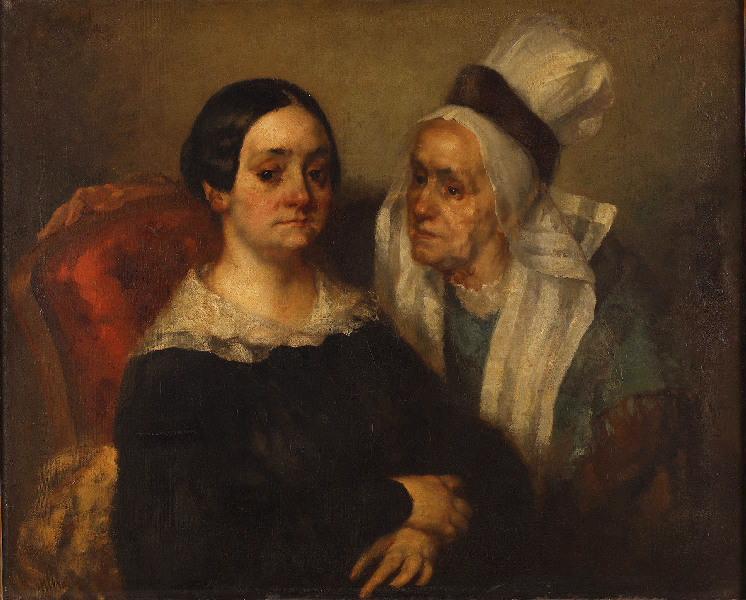 Deslongchamps Et Sa Fille Madame De Vaudiville, Madame Portrait — Jean-françois Millet