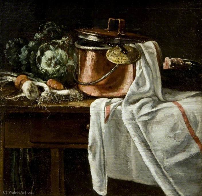 Still Life With Vegetables And Cooking Utensils — François Bonvin
