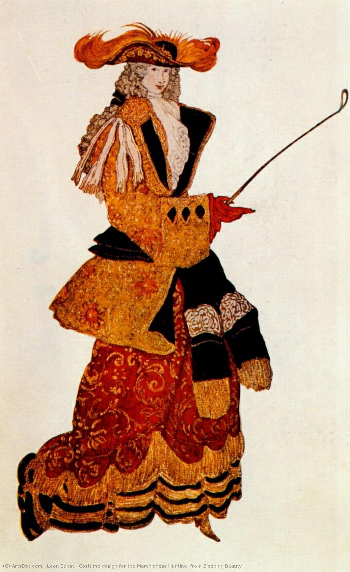 Costume Design For The Marchioness Hunting, From Sleeping Beauty — Léon Bakst