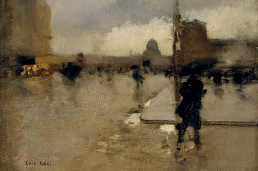 A Boulevard In Paris On A Rainy Day, The Pantheon Beyond — Dit Luigi Loir Aloys François Joseph Loir