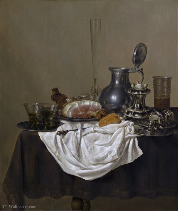 Still Life With Ham (about (98.5 X 82.5) (washington, National Gallery) (1650)) — Gerrit Willemsz Heda