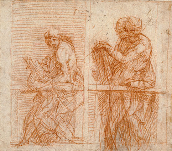 Figures Behind A Balustrade (study) — Andrea Del Sarto