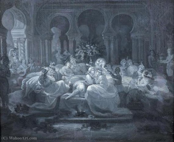 Le Banquet Oriental, En Grisaille — Achille Jacques Jean Marie Devéria