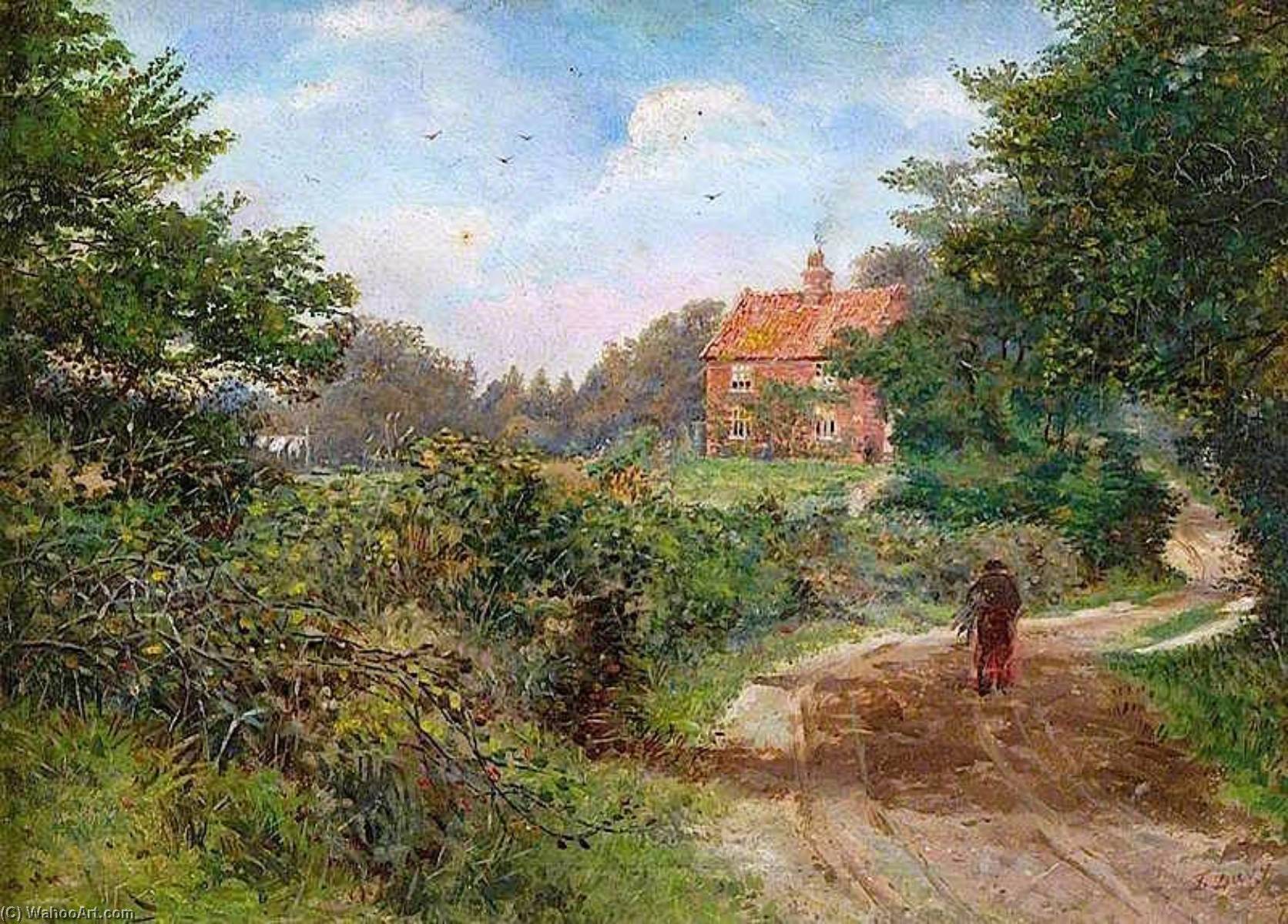 Man In A Lane Approaching A House — Frederick Davy