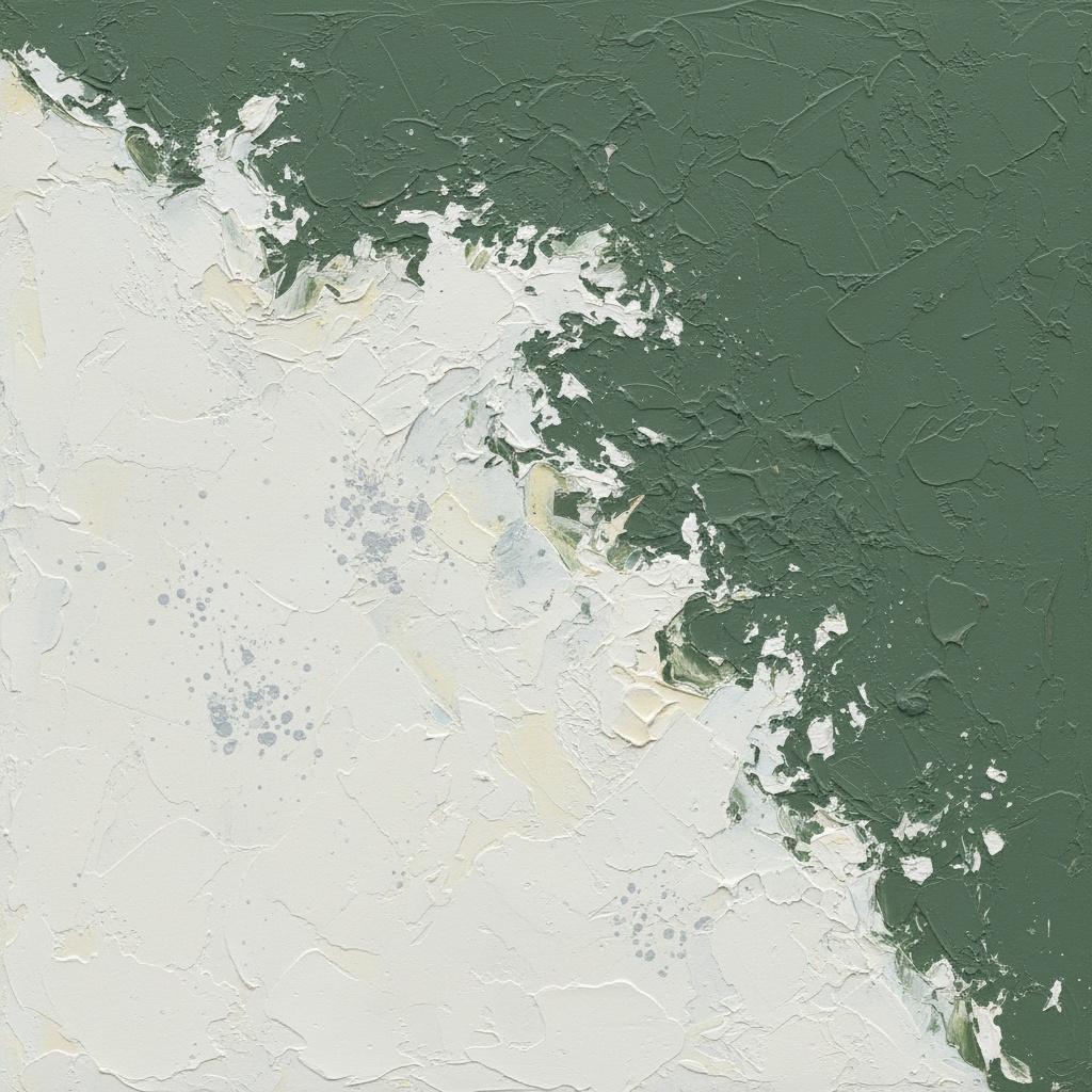 Fragmented Serenity In Sage And Impasto White: A Monumental Abstract Original — David Moreau