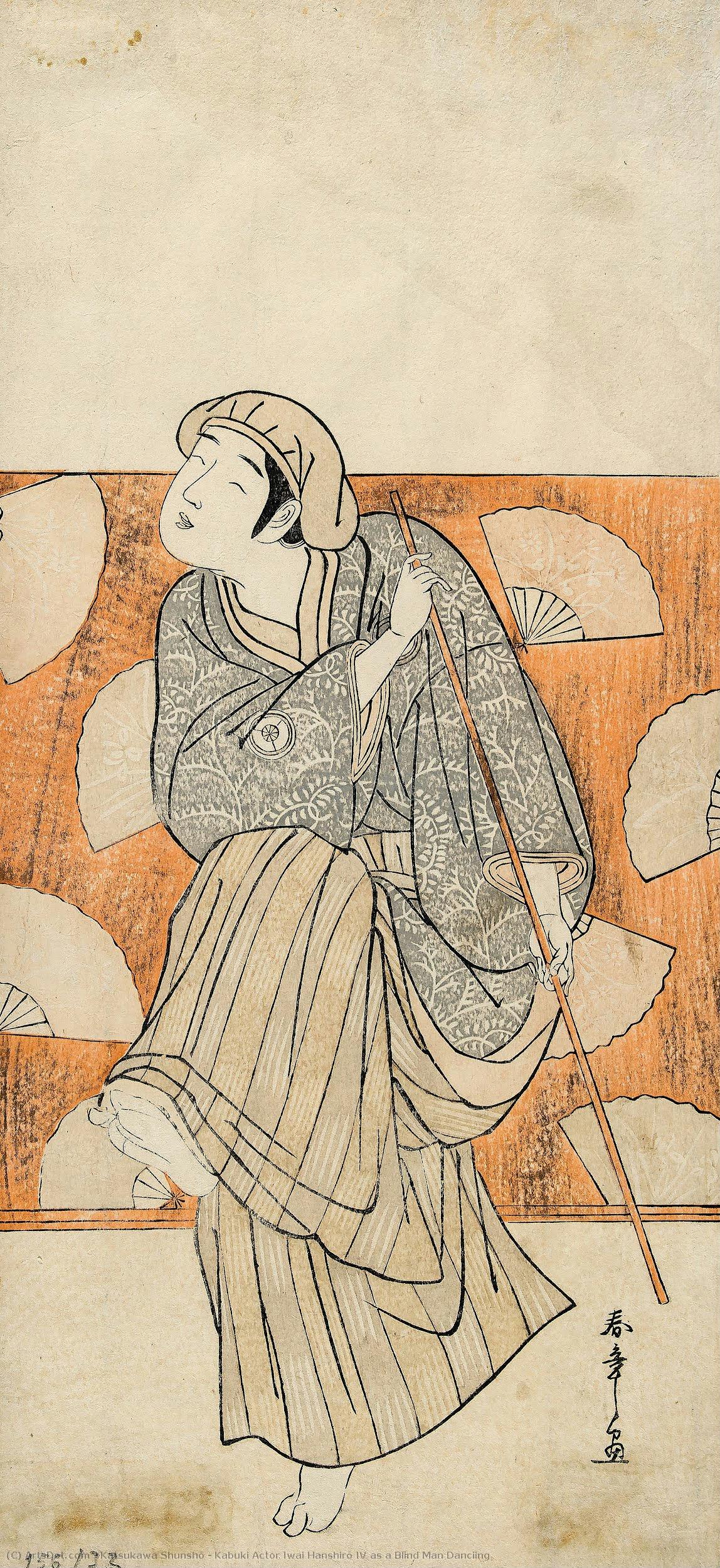 Kabuki Actor Iwai Hanshirō Iv As A Blind Man Danciing — Katsukawa Shunshō