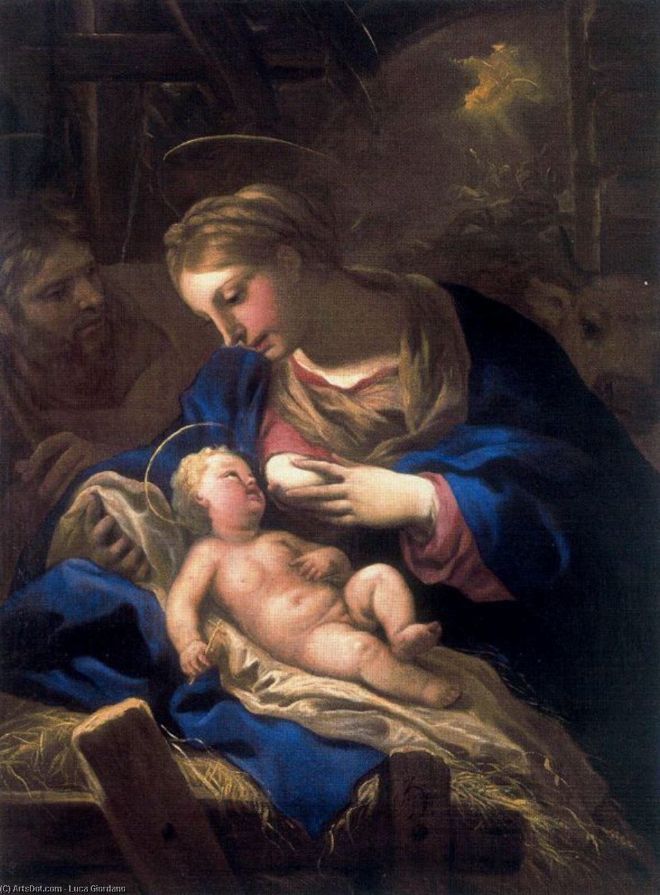 Holy Family Nativity Scene With The Announcement To The Shepherds — Luca Giordano