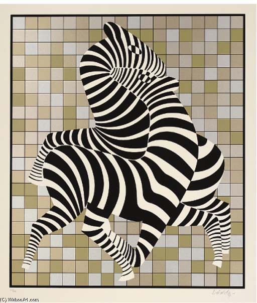 Zebra Couple On Gold And Silver — Victor Vasarely