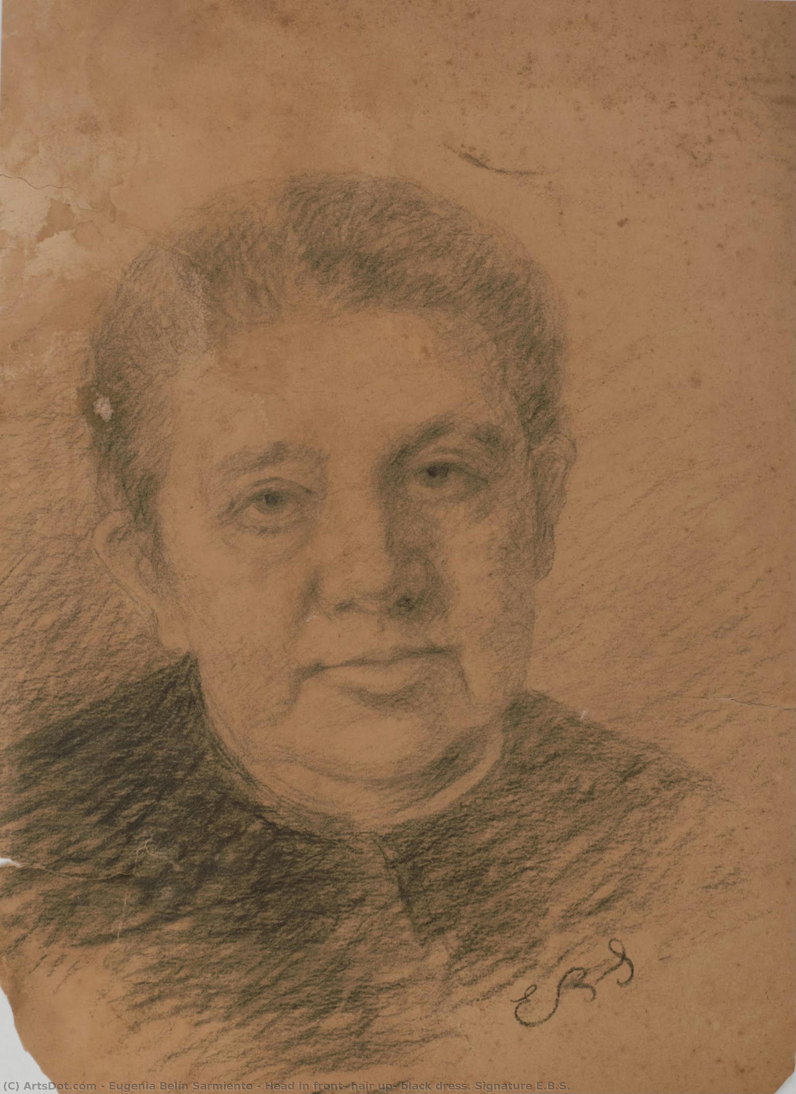 Head In Front, Hair Up, Black Dress. Signature E.b.s. — Eugenia Belín Sarmiento