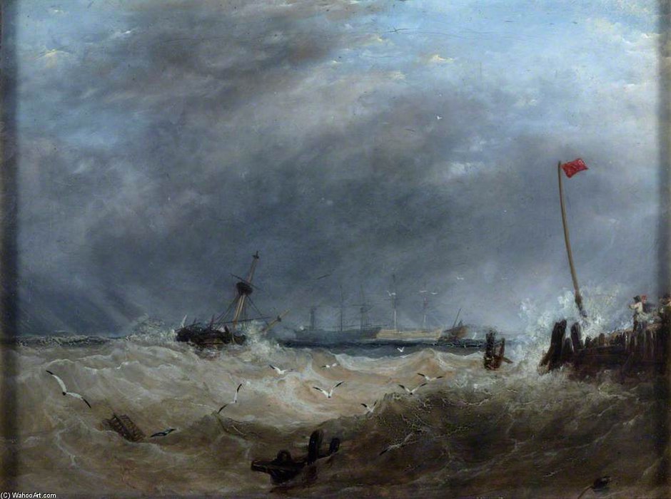 A Sea Port - Gale Rising — Sir Augustus Wall Callcott