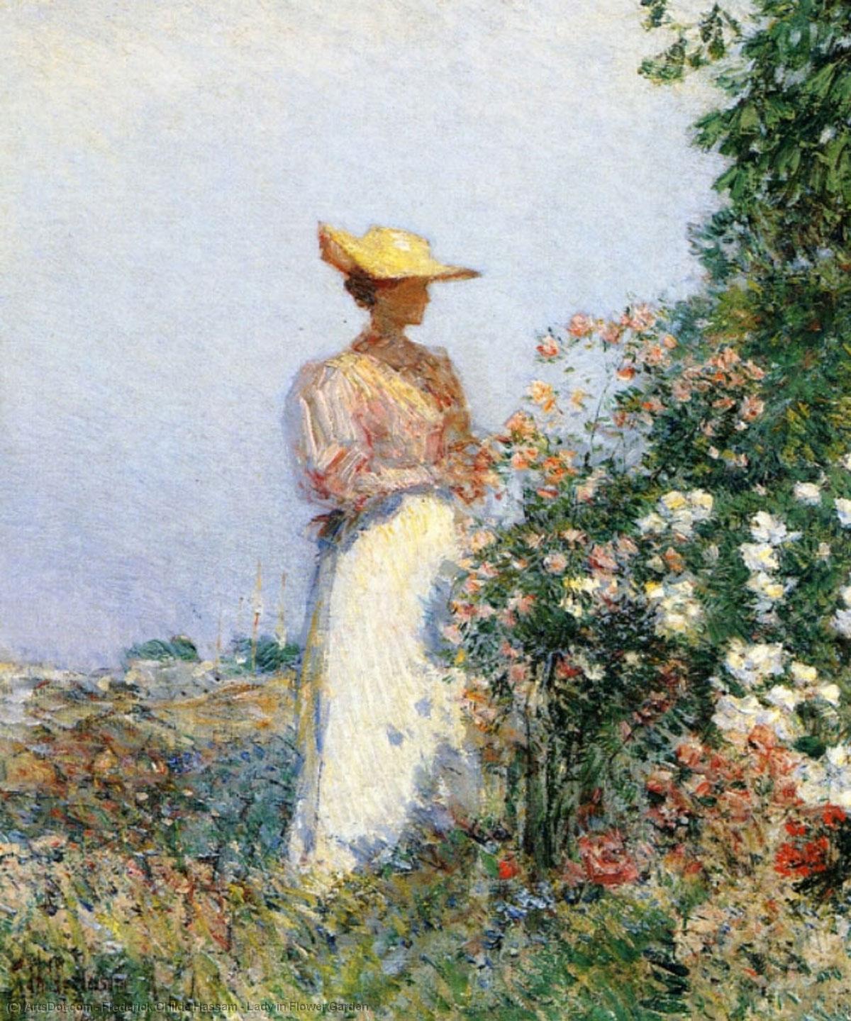 Lady In Flower Garden — Frederick Childe Hassam