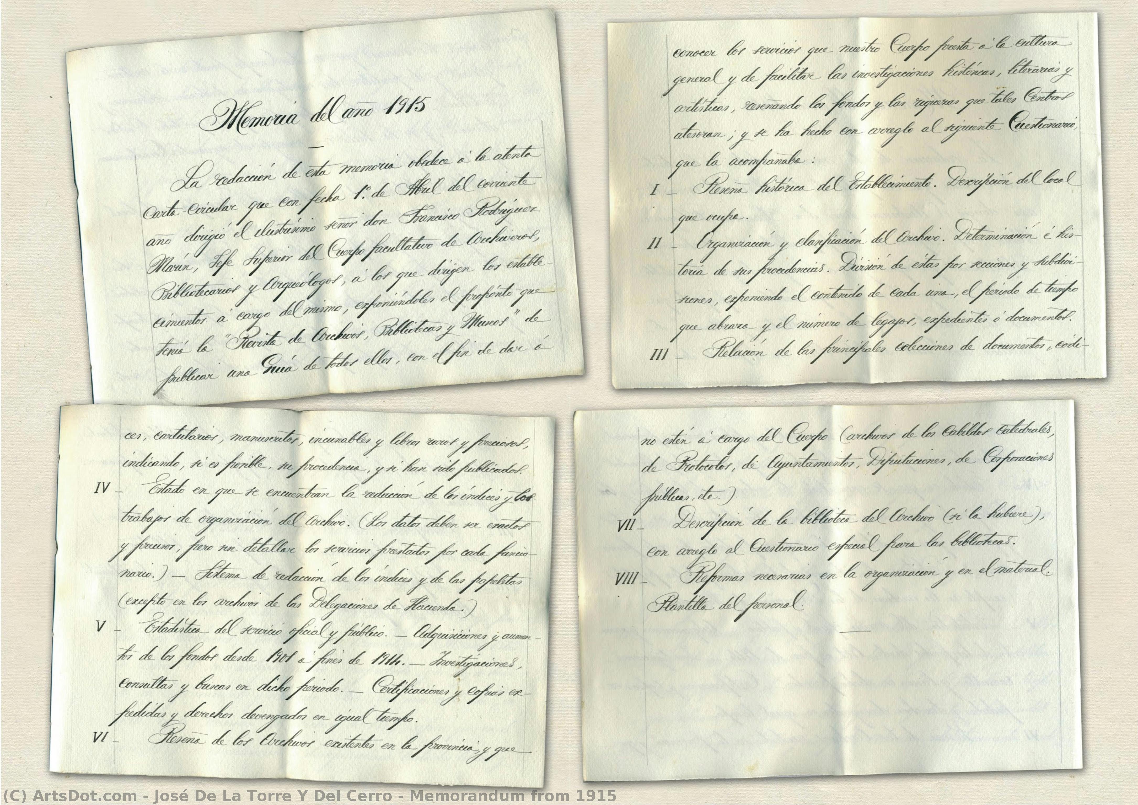 Memorandum From 1915 — José De La Torre Y Del Cerro