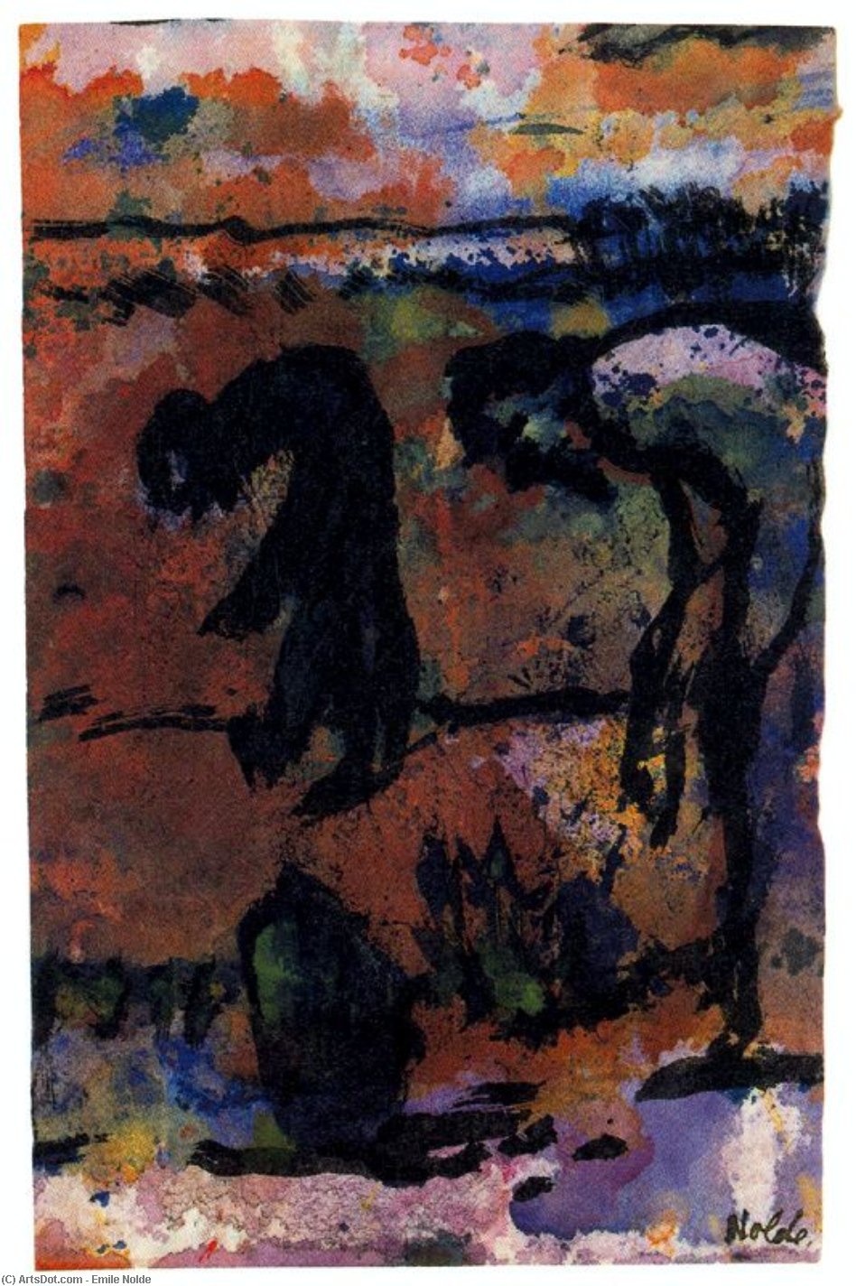 Figures Bending Over — Emil Nolde