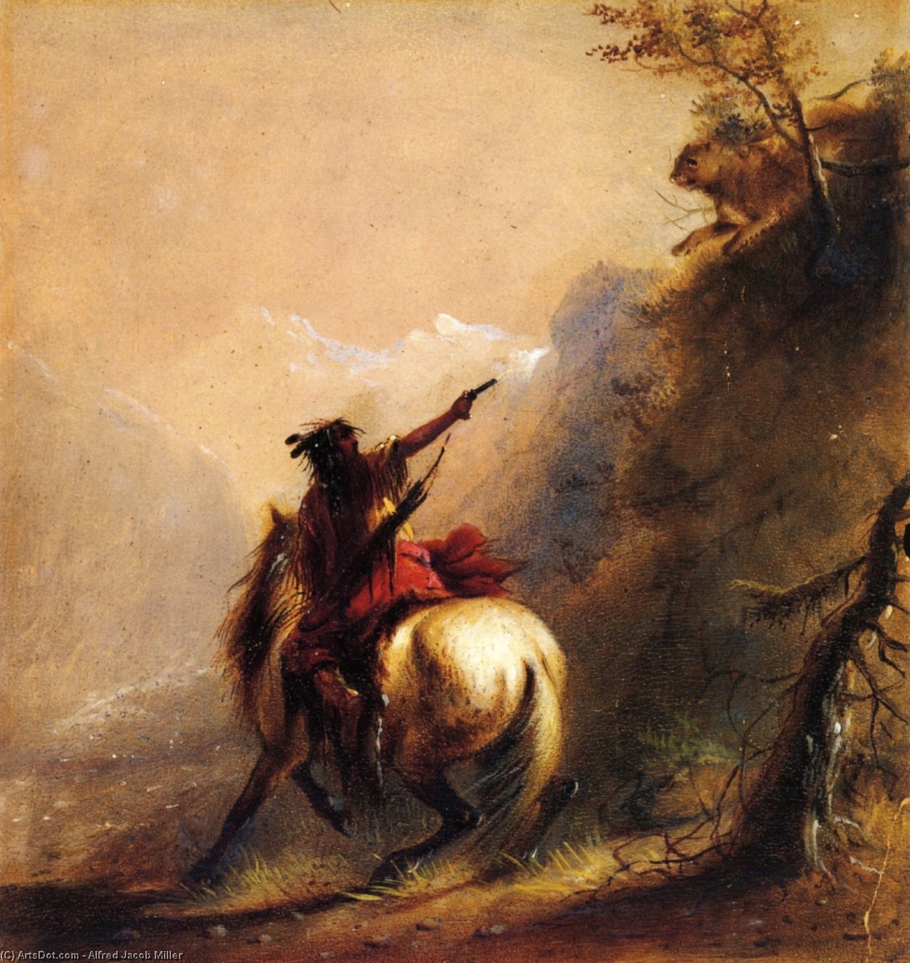 Shooting A Cougar — Alfred Jacob Miller