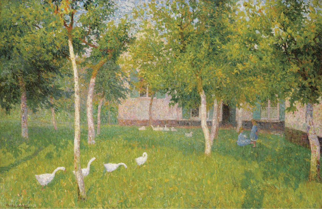 Gees And Two Children In The Garden, (1910) — Gustave De Smet