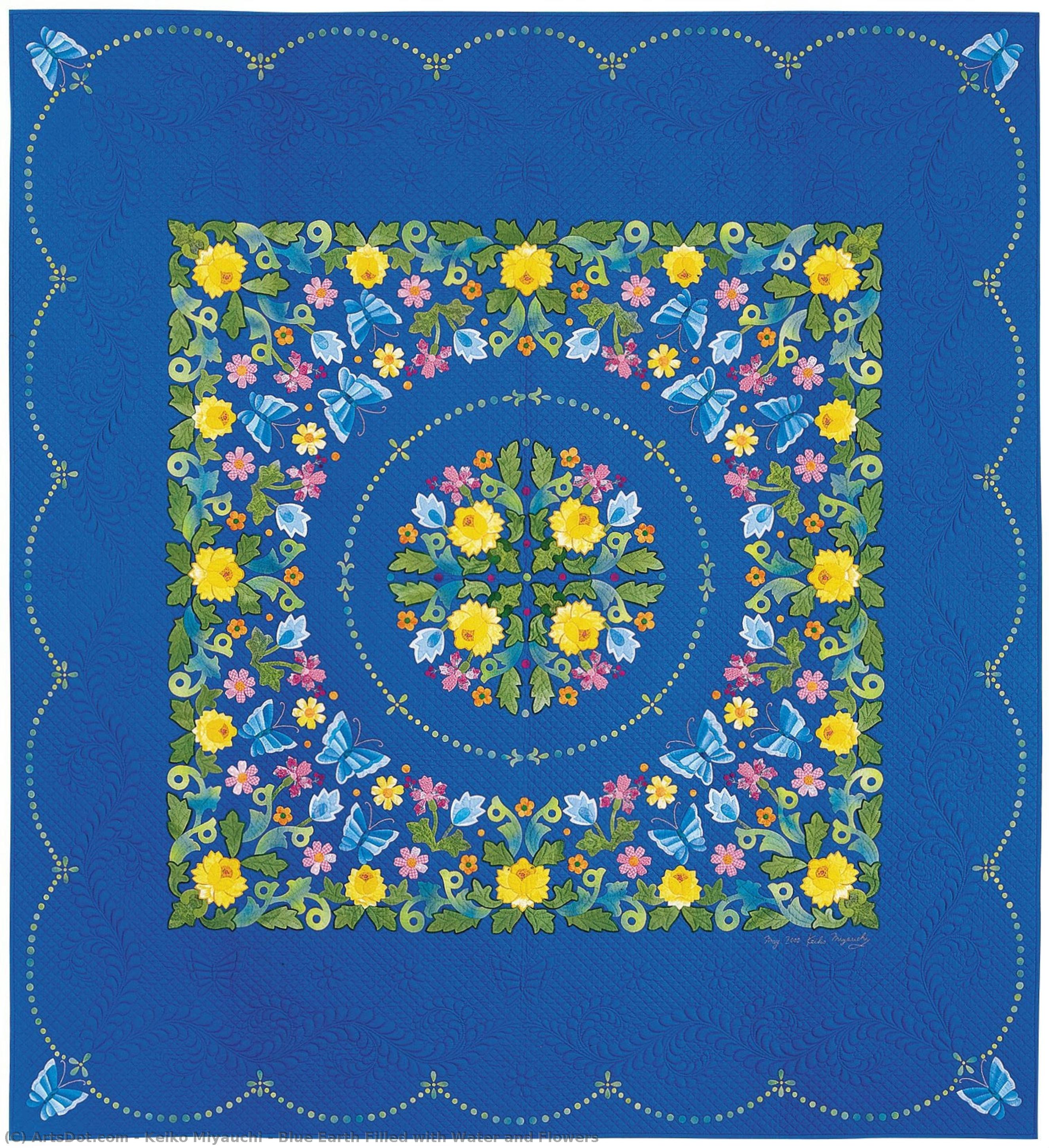 Blue Earth Filled With Water And Flowers — Keiko Miyauchi