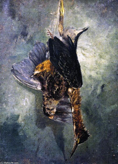 Study From Nature - Woodcock With A Green Heron — Charles Henry Miller
