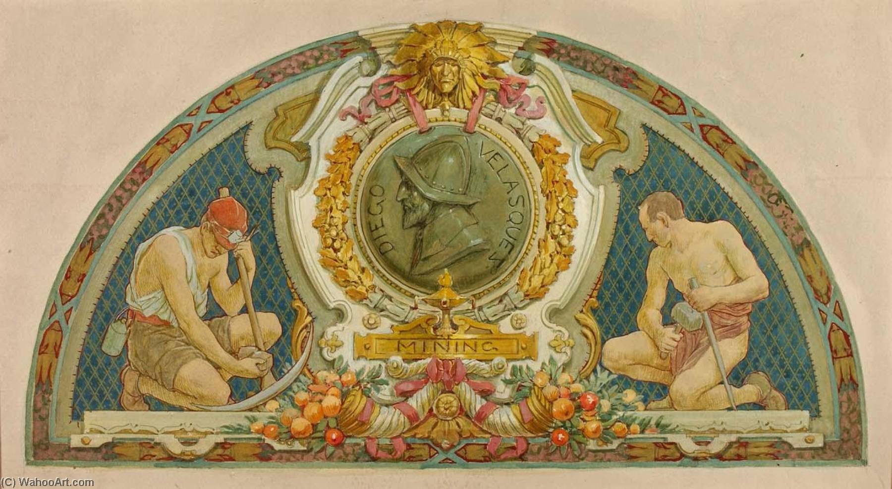 Mining (study For Lunette, Old Senate Office Building) — Louis Schaettle
