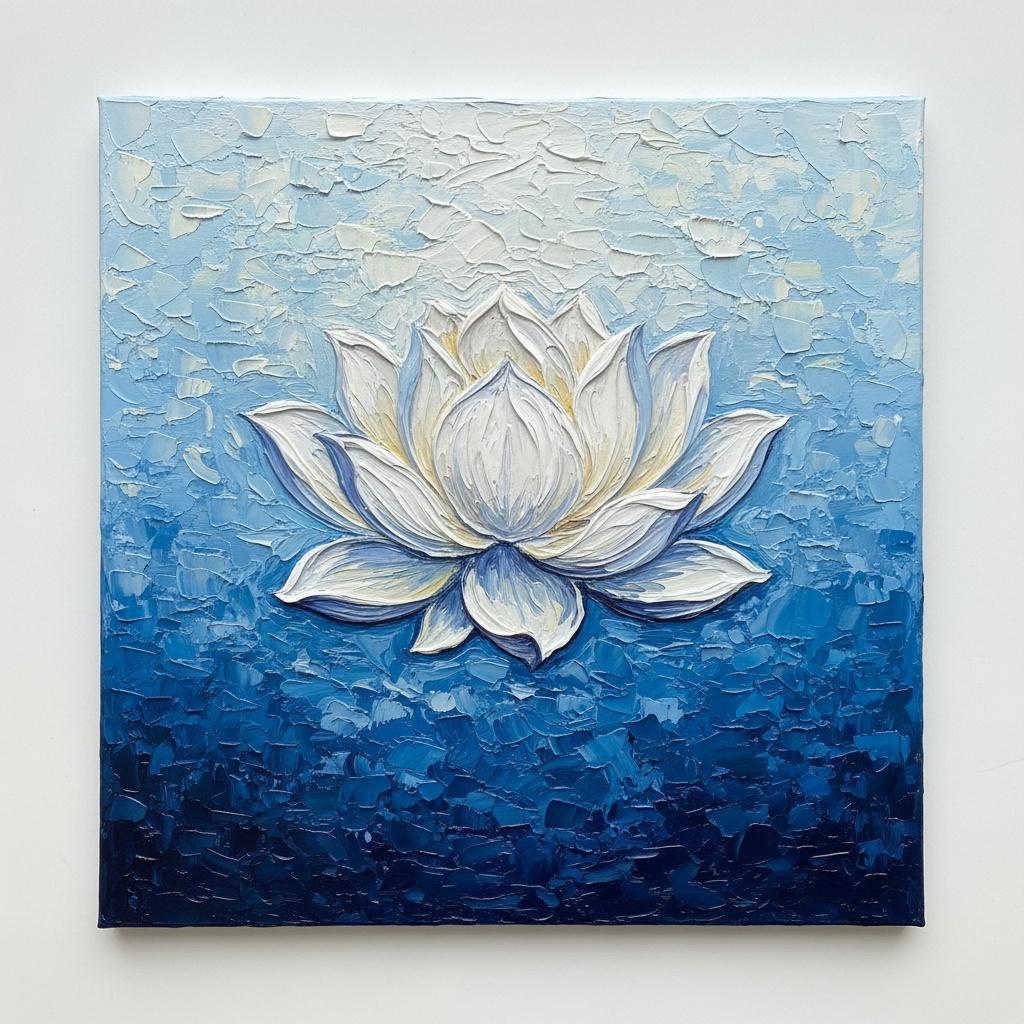 Celestial Bloom In Midnight Azure: A Singular Vision Of Serene Impasto Radiance — David Moreau