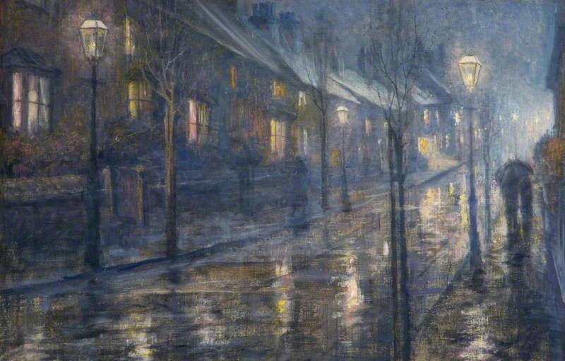 A Street At Night In Wet Weather — Edward Steel Harper Ii