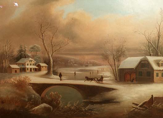 Newburgh Winter Scene, (painting) — Joseph H Hidley