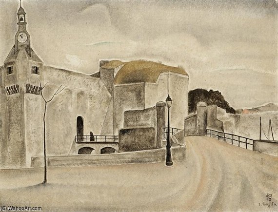 A View Of A Church On The Edge Of A Town — Léonard Tsuguharu Foujita