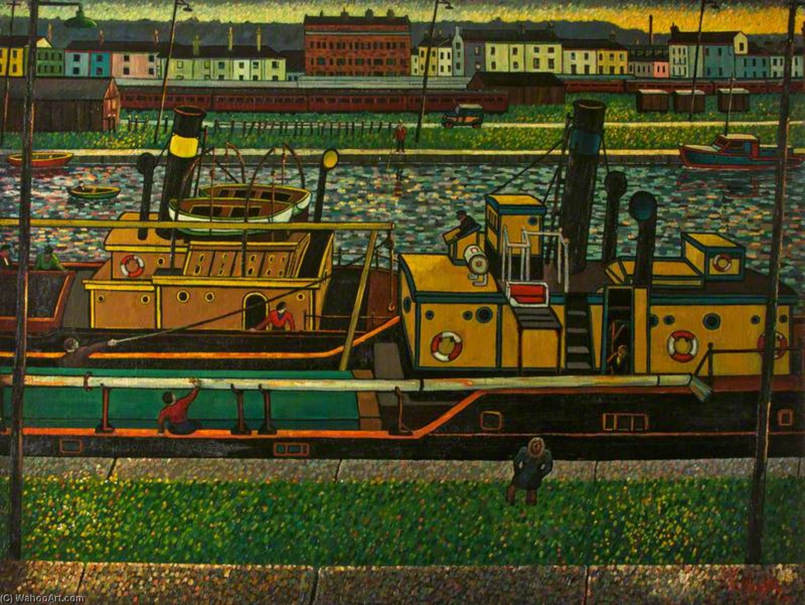 View Over A Barge Towards A Railway And Buildings — Charles Byrd