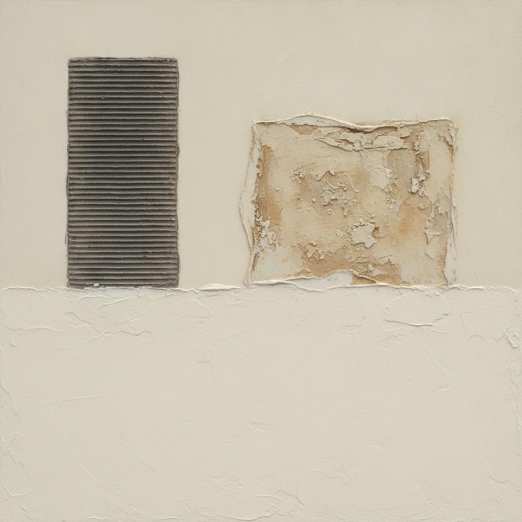Kohle-stria Und Verwitterter Ocker Auf Cremefarbenem Impasto — David Moreau