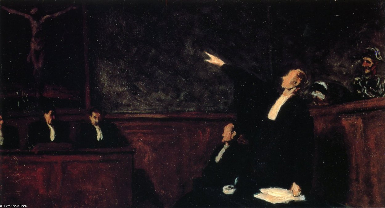 Au Tribunal, Huile Sur Toile With The Court, Oils On Fabric — Honoré Daumier