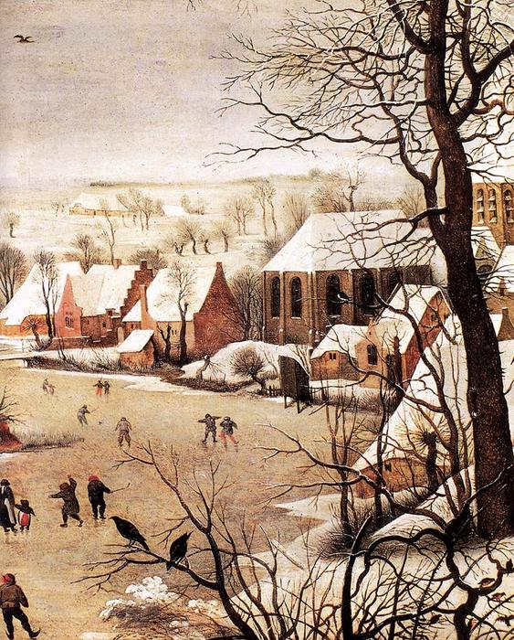 Winter Landscape With Skaters And A Bird Trap (detail) — Pieter Bruegel The Elder