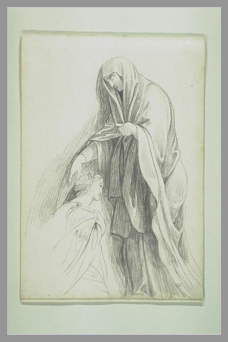 Femme Voilée Posant Sa Main Droite Sur La Tête D'une Autre Femme Agenouillée — George Romney