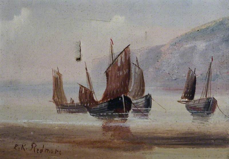 Fishing Smacks In A Cove — Edward King Redmore