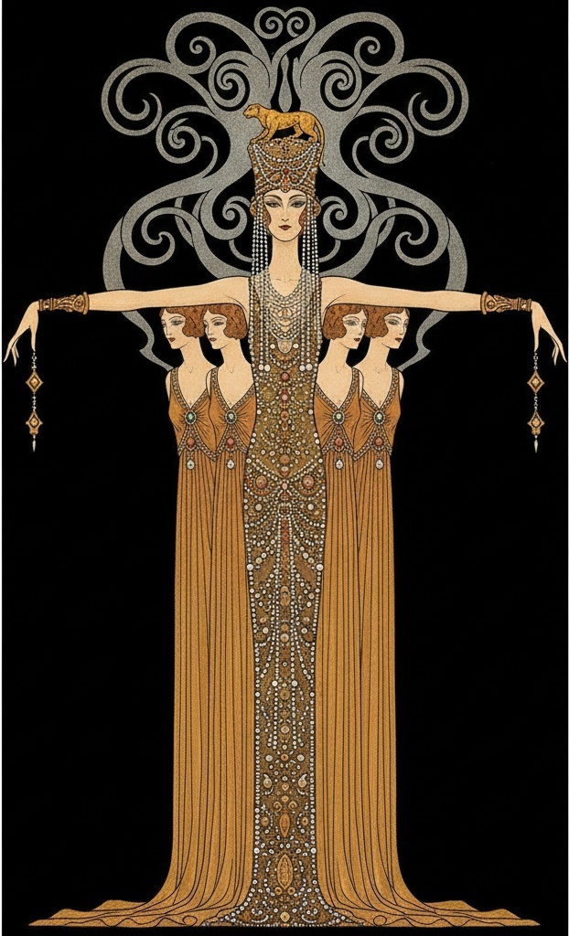 Golden Feline And The Silver Filigree Totem — Valentin Laurent De Courcey