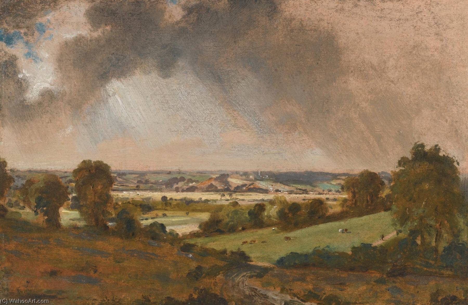 Dedham Vale, Con Vista A La Iglesia De Langham Desde Los Campos Justo Al Este De Vale Farm, East Bergholt — John Constable