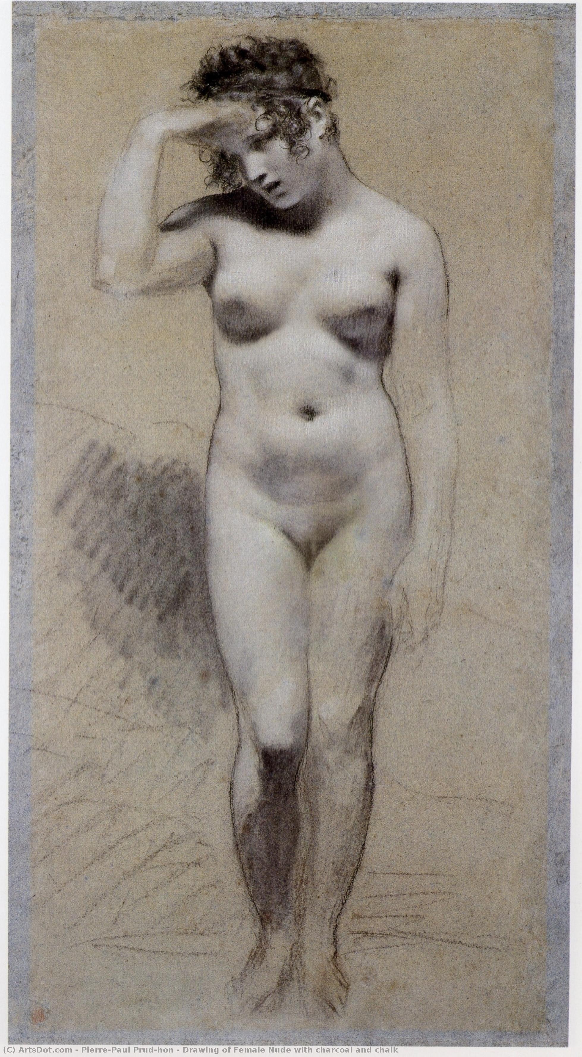 Drawing Of Female Nude With Charcoal And Chalk — Pierre-paul Prud'hon